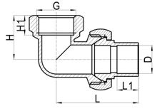 Угловое коническое соединение с металлическим уплотнением C×FI, HS110-010