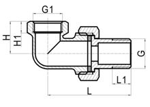 Угловое соединение с уплотнением из ПТХЭ M×F, HS190-055